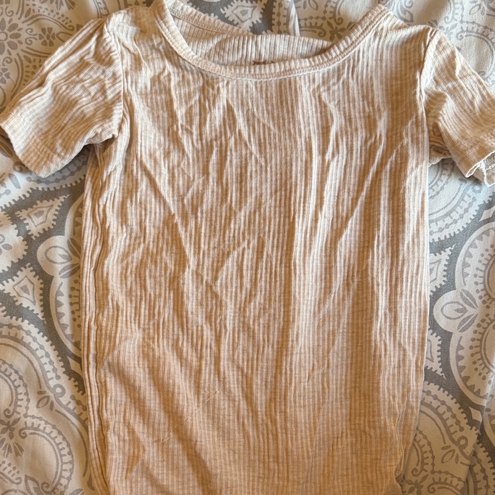Little Sleepies Beige ribbed Kids Pajama Set